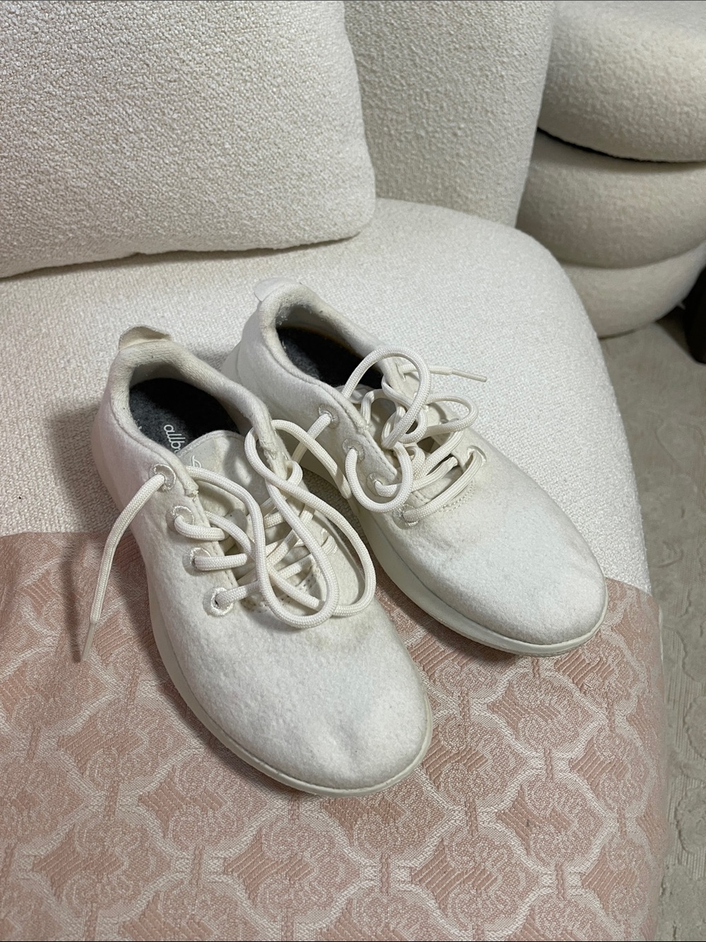 allbirds Women's White Wool Runners Lace-Up Sneakers